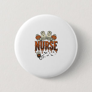Vintage-Halloween-Krankenschwester-Geist-Kürbis-De Button
