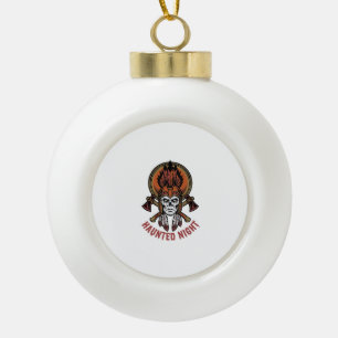 Vintage-Halloween-Krieger-Gravur-Grafik für Weißes Keramik Kugel-Ornament