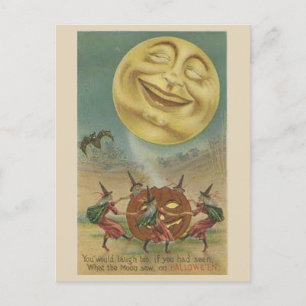 Vintage Halloween-Kunst - Lachender Mond Postkarte