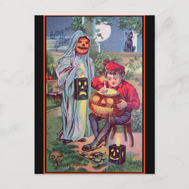 Vintage Halloween-Kunst Postkarte (Vorderseite)