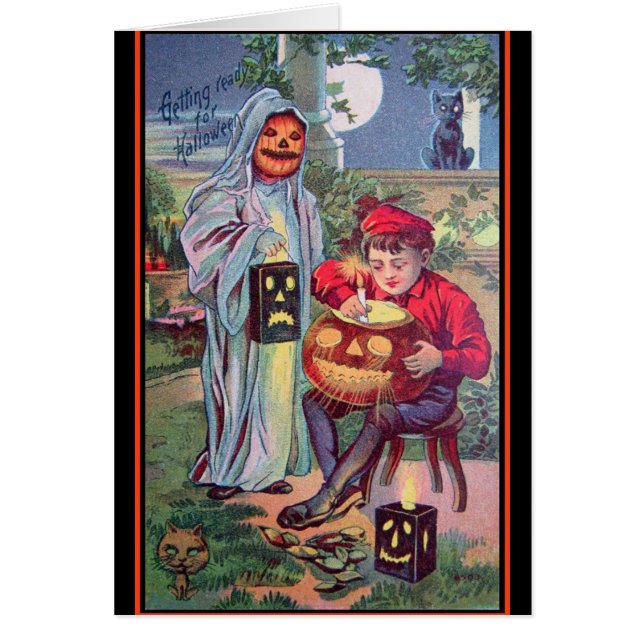 Vintage Halloween-Kunstkarte (Vorne)