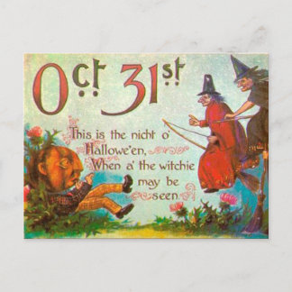 Vintage-Halloween-Kunstpostkarte Postkarte