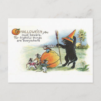 Vintage-Halloween-Kunstpostkarte Postkarte