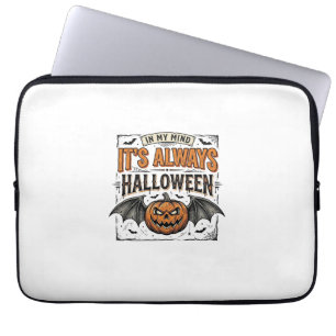 Vintage-Halloween-Kürbis-Fledermaus-Typografie-Shi Laptopschutzhülle