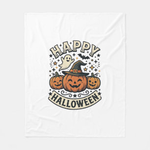 Vintage-Halloween-Kürbis-Geister-Shirt-Design_1 Fleecedecke