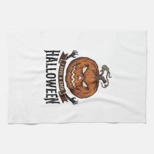 Vintage-Halloween-Kürbis-Gothic-Shirt-Design_1 Geschirrtuch