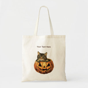 Vintage-Halloween-Kürbis-Kitty Tragetasche