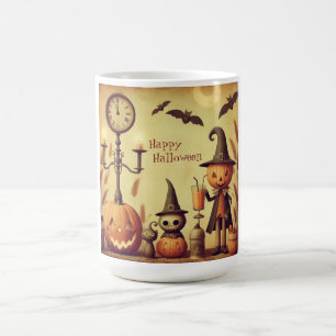 Vintage Halloween-Kürbis und -Fledermäuse Kaffeetasse
