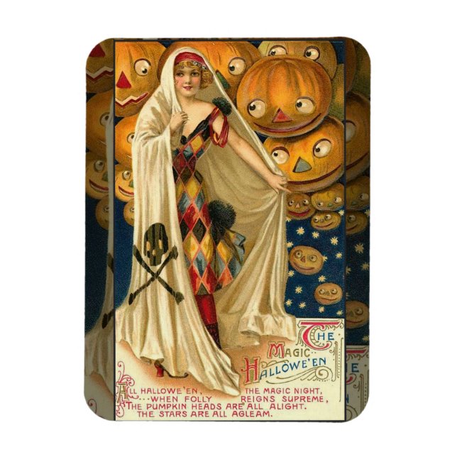 Vintage Halloween-Kürbislaterne Magnet (Vertikal)
