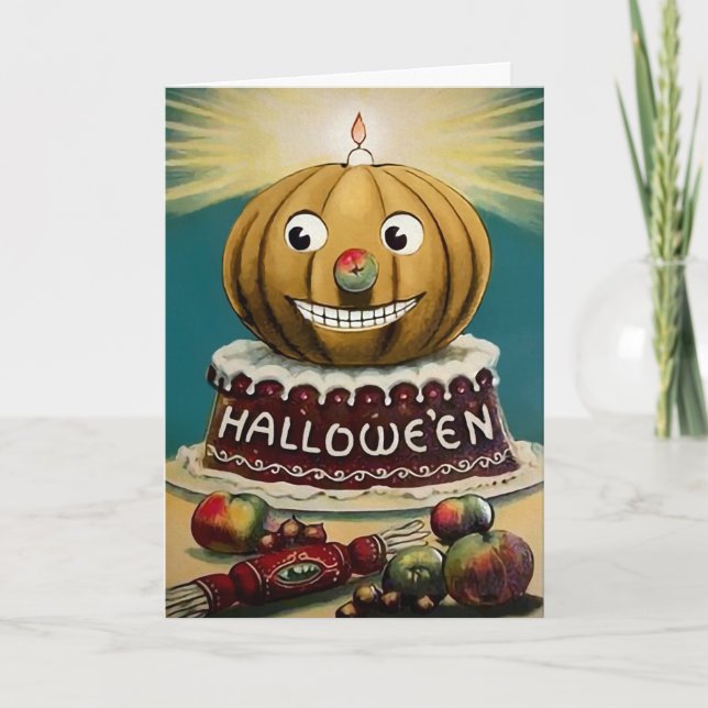 Vintage Halloween-Kürkenkarte Feiertagskarte (Vorderseite)
