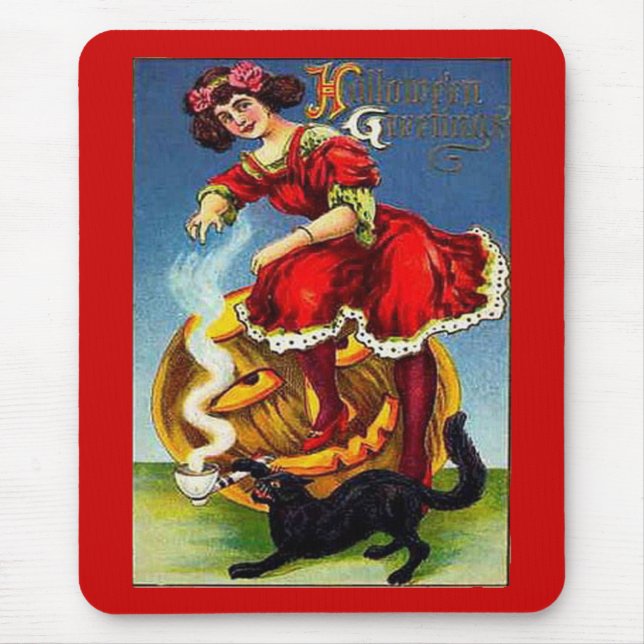 Vintage Halloween Lady in Red Mousepad (Vorne)