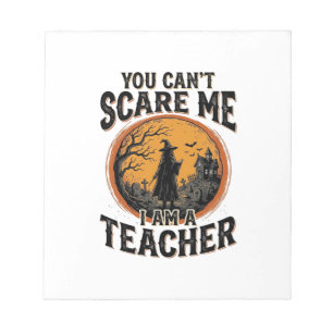 Vintage-Halloween-Lehrer-Gruseliges-Schul-Shirt-De Notizblock