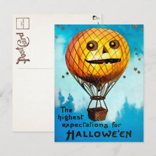 Vintage-Halloween-Luftballon-Postkarte Postkarte