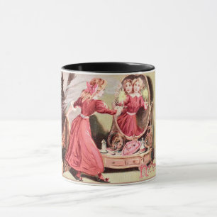Vintage-Halloween-Mädchen im roten Kleid Tasse