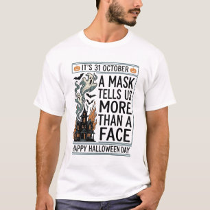 Vintage Halloween-Masken-Zitat-Vektordesign_1 T-Shirt