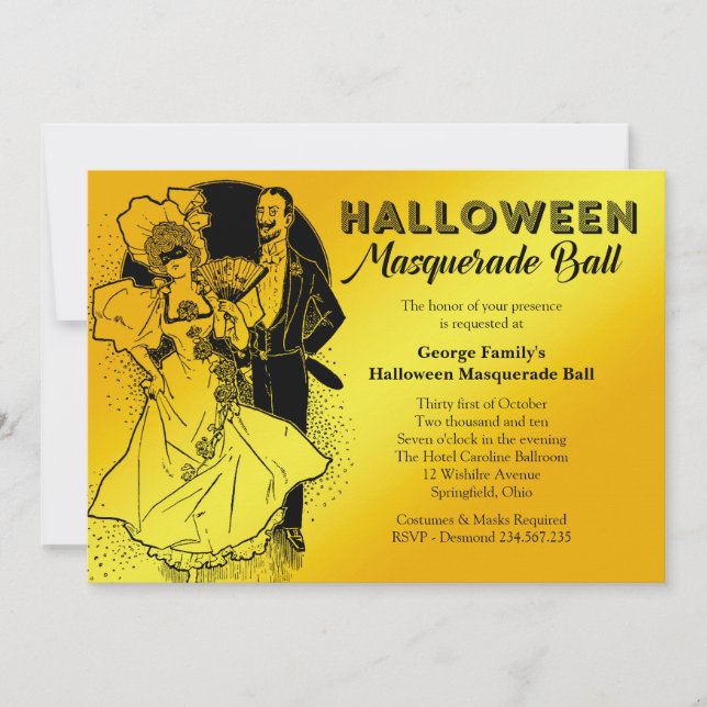 Vintage Halloween Masquerade Ball Party Einladung (Vorderseite)