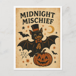 Vintage Halloween Midnight Mischief Postkarte