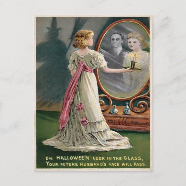 Vintage Halloween Mirror Postcard Postkarte (Vorderseite)