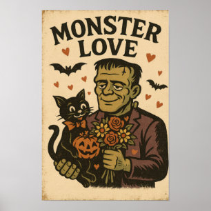Vintage-Halloween-Monsterliebe Poster