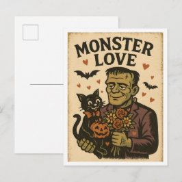 Vintage-Halloween-Monsterliebe Postkarte