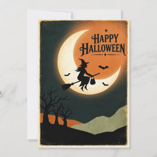 Vintage Halloween Moon Karte