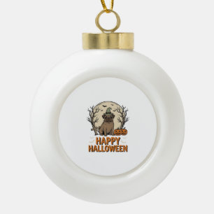 Vintage-Halloween-Mops-Hund-Henkerhut-Shirt-Design Keramik Kugel-Ornament