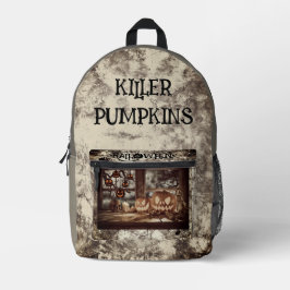 Vintage, Halloween. Mörder-Kürbisse  Bedruckter Rucksack
