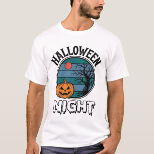 Vintage-Halloween-Nacht-Kürbisbaum-Shirt-Design_ T-Shirt