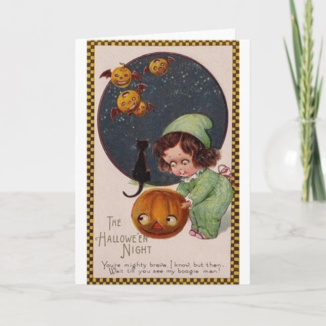 Vintage Halloween Night Grußkarte Karte (Vorderseite)