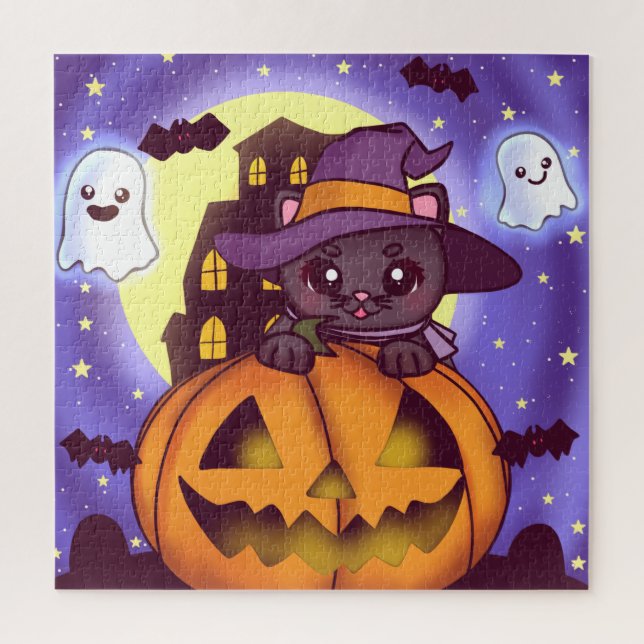 Vintage Halloween October Pumpkin Cat (Vertikal)