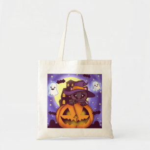 Vintage Halloween October Pumpkin Cat Tragetasche