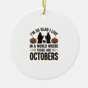 Vintage-Halloween-Oktober-Zitat-Kürbis-Katze-Desig Keramik Ornament