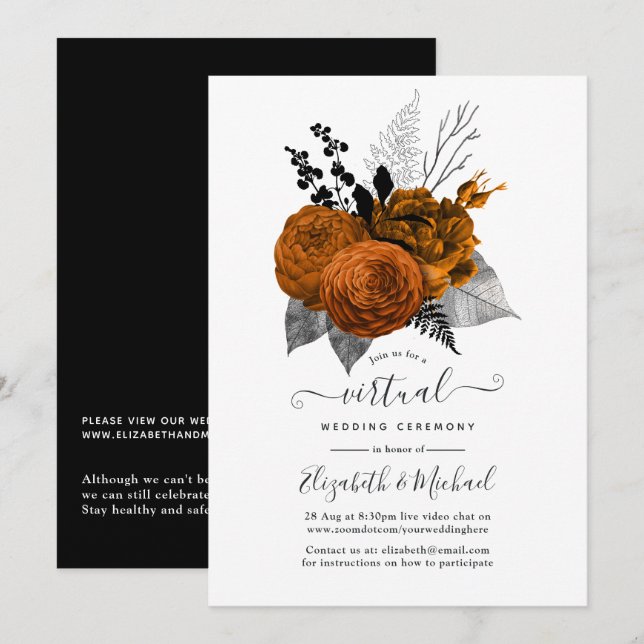 Vintage Halloween-Online-Virtuelle Hochzeit Einladung (Vorne/Hinten)