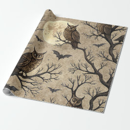 Vintage Halloween Owls & Moon Geschenkpapier