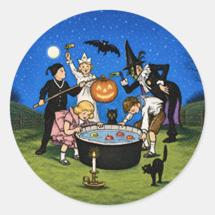 Vintage-Halloween-Party-Nacht-Aufkleber Runder Aufkleber