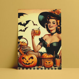 Vintage-Halloween-Pin-Up Postkarte
