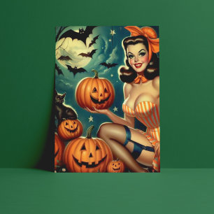 Vintage-Halloween-Pin-Up Postkarte