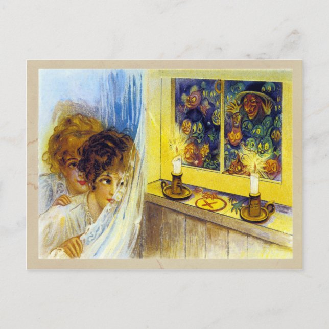 Vintage Halloween Postkarte (Vorderseite)