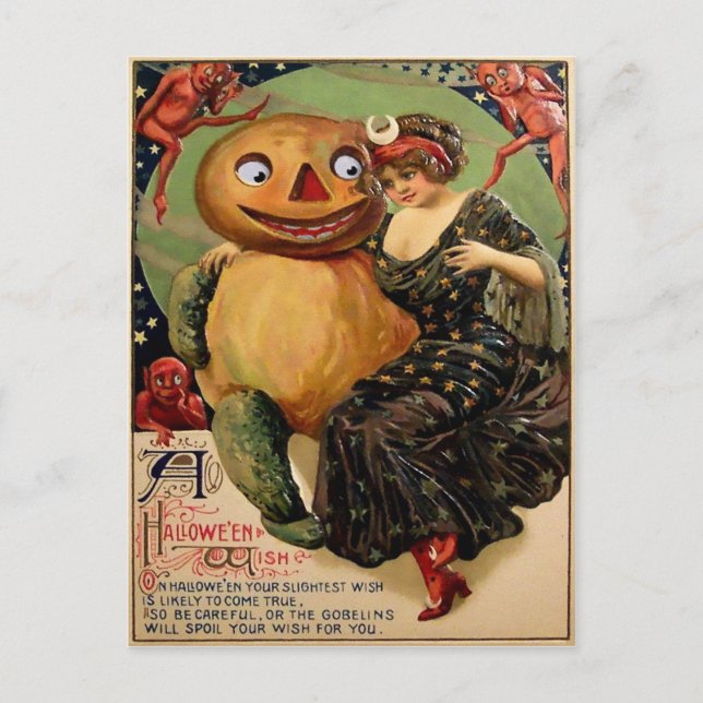 Vintage Halloween Postkarte (Vorderseite)