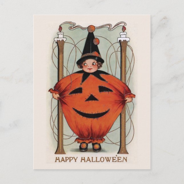 Vintage Halloween Postkarte (Vorderseite)