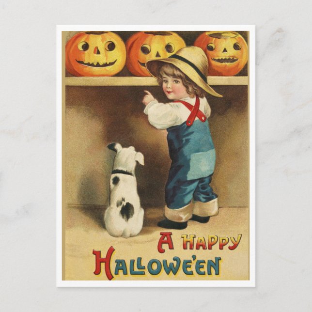Vintage Halloween Postkarte (Vorderseite)