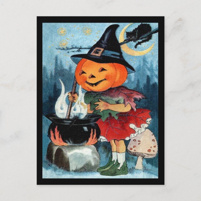 Vintage Halloween Postkarte (Vorderseite)