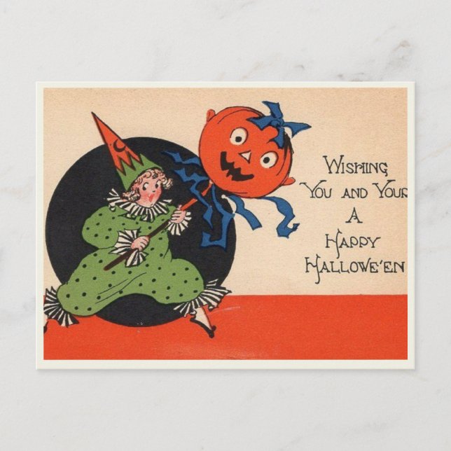 Vintage Halloween Postkarte (Vorderseite)