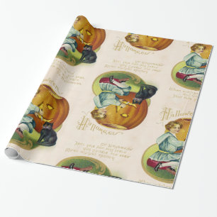 Vintage Halloween-Postkarte Geschenkpapier