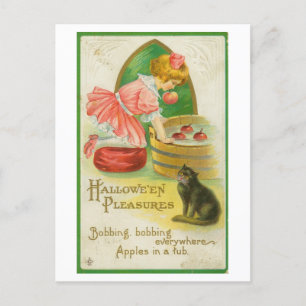 Vintage Halloween-Postkarte mit Apfelschnappen Postkarte