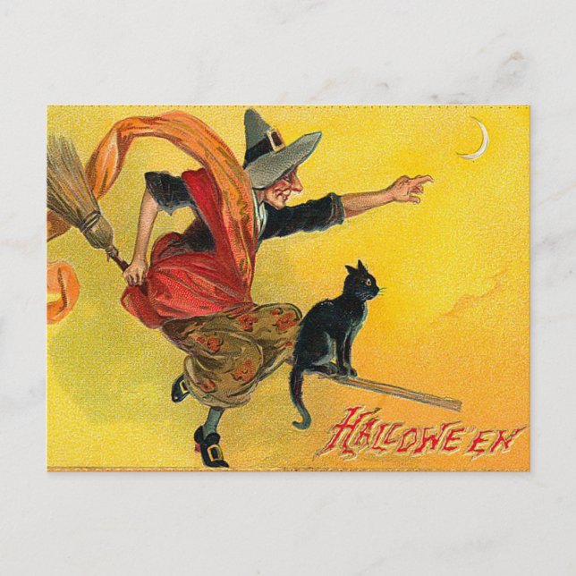 Vintage Halloween-Postkarte Postkarte (Vorderseite)