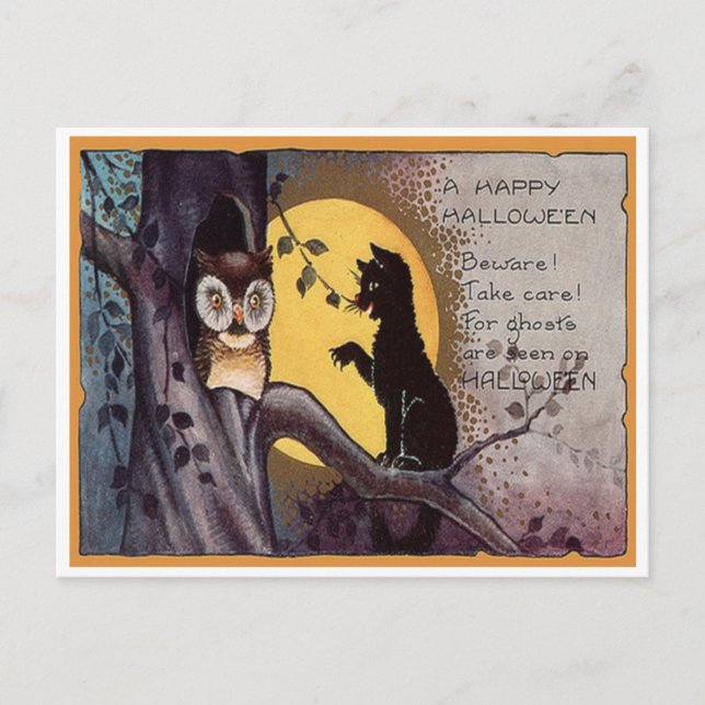 Vintage Halloween-Postkarte Postkarte (Vorderseite)