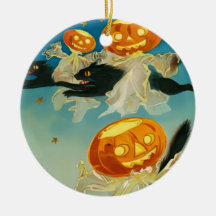 Vintage Halloween Pumpkin-Geister und Schwarze Kat