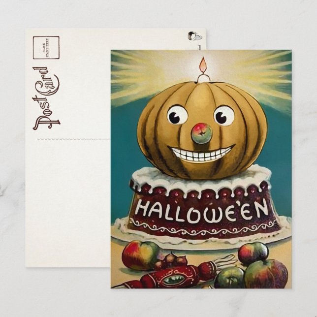 Vintage Halloween Pumpkin Postcard Postkarte (Vorne/Hinten)