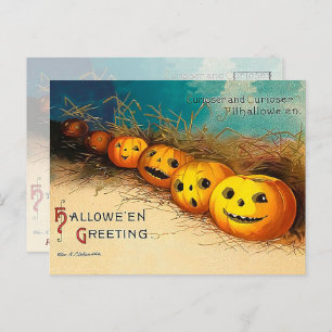 Vintage Halloween Reihe von Jack O' Lanterns Gruß Postkarte